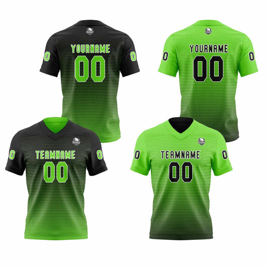 Benutzerdefinierte Schwarz Grün Reversibel Fußball Trikot Personalisierte Gradient Fußball Shirts für Männer gedruckt Team Name Nummer Logo