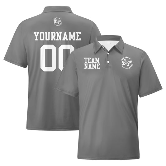 Benutzerdefinierte Grau Weiß Fußball Polo-Shirts Fügen Sie Ihr Einzigartiges hinzu Logo/Name/Nummer