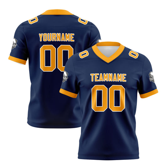 Benutzerdefinierte Blau Gelb Fußball Trikots Personalisierter Name Nummer Logo