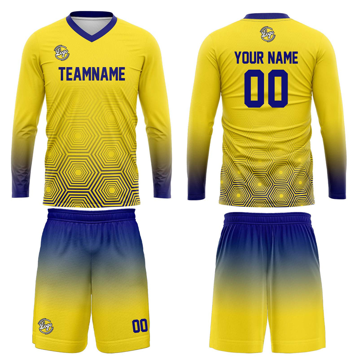 Kundenspezifisches Gelb Dunkelblau Basketball Fußball Schießen langes T-Shirt für Erwachsene und Kinder