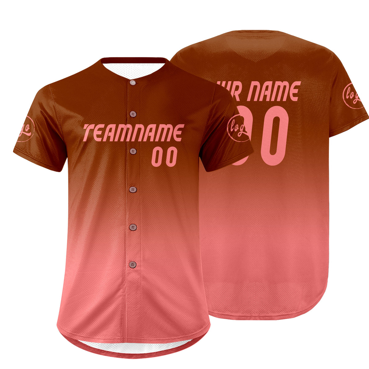 Benutzerdefiniert Braun Rosa Personalisierter Baseball Jersey mit Farbverlauf Team Uniform mit Namen und Nummer