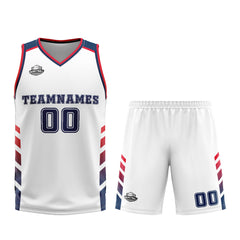 Benutzerdefinierter Weiß Blau Basketball Jersey Uniform Anzug gedruckt Ihr Logo Name Nummer