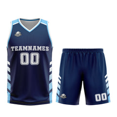 Benutzerdefinierter Marine Weiß Basketball Jersey Uniform Anzug gedruckt Ihr Logo Name Nummer