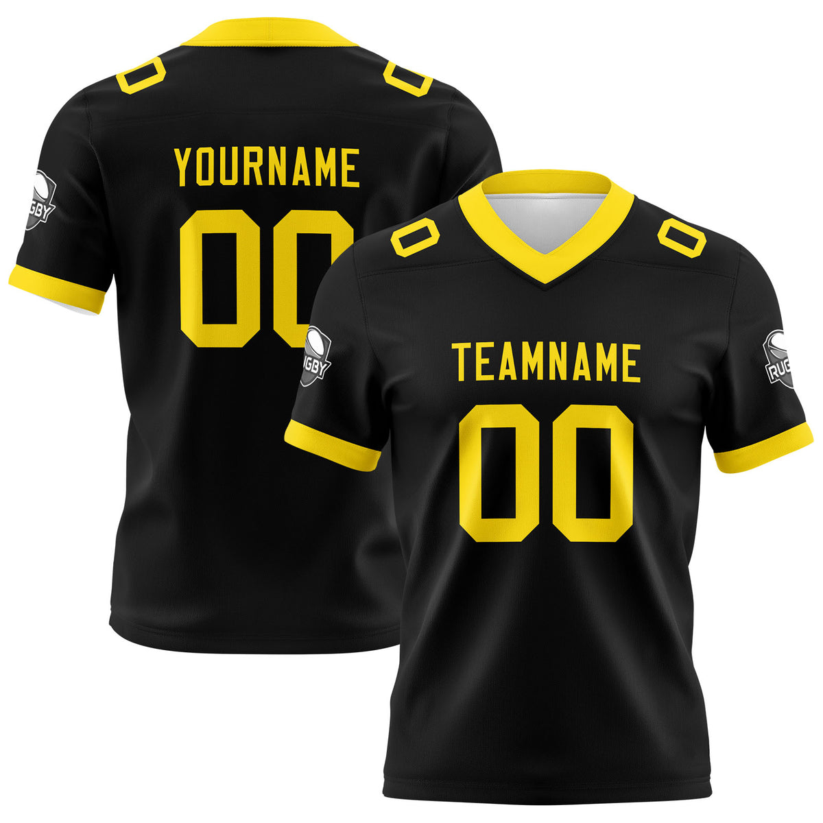 Benutzerdefinierte Schwarz Gelb Fußball Trikots Personalisierter Name Nummer Logo