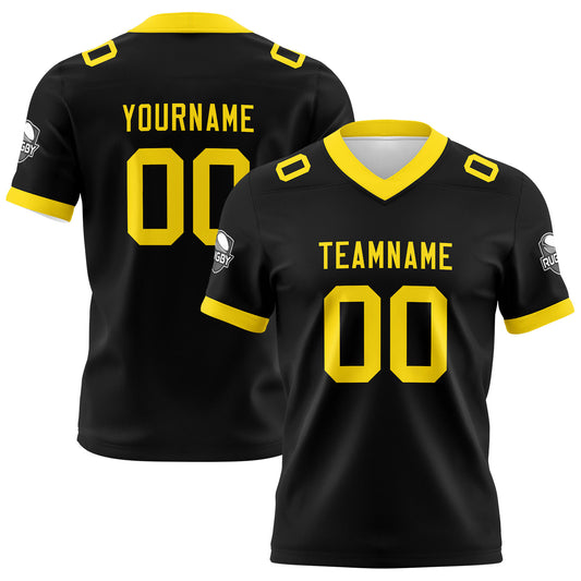 Benutzerdefinierte Schwarz Gelb Fußball Trikots Personalisierter Name Nummer Logo