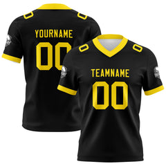 Benutzerdefinierte Schwarz Gelb Fußball Trikots Personalisierter Name Nummer Logo