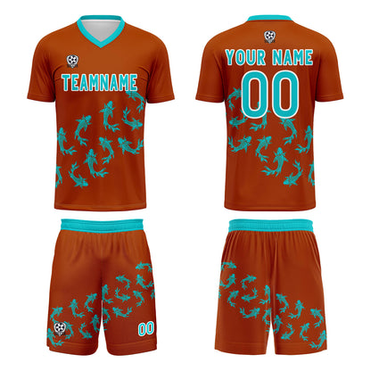 Benutzerdefinierte Orange Trikots für Männer Frauen Personalisierte Fußball Uniformen für Erwachsene und Kind
