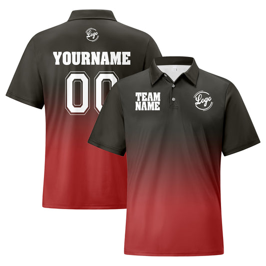Benutzerdefinierte Langweilig Grau Rot Fußball Gradient Polo-Shirts Fügen Sie Ihr Einzigartiges hinzu Logo/Name/Nummer