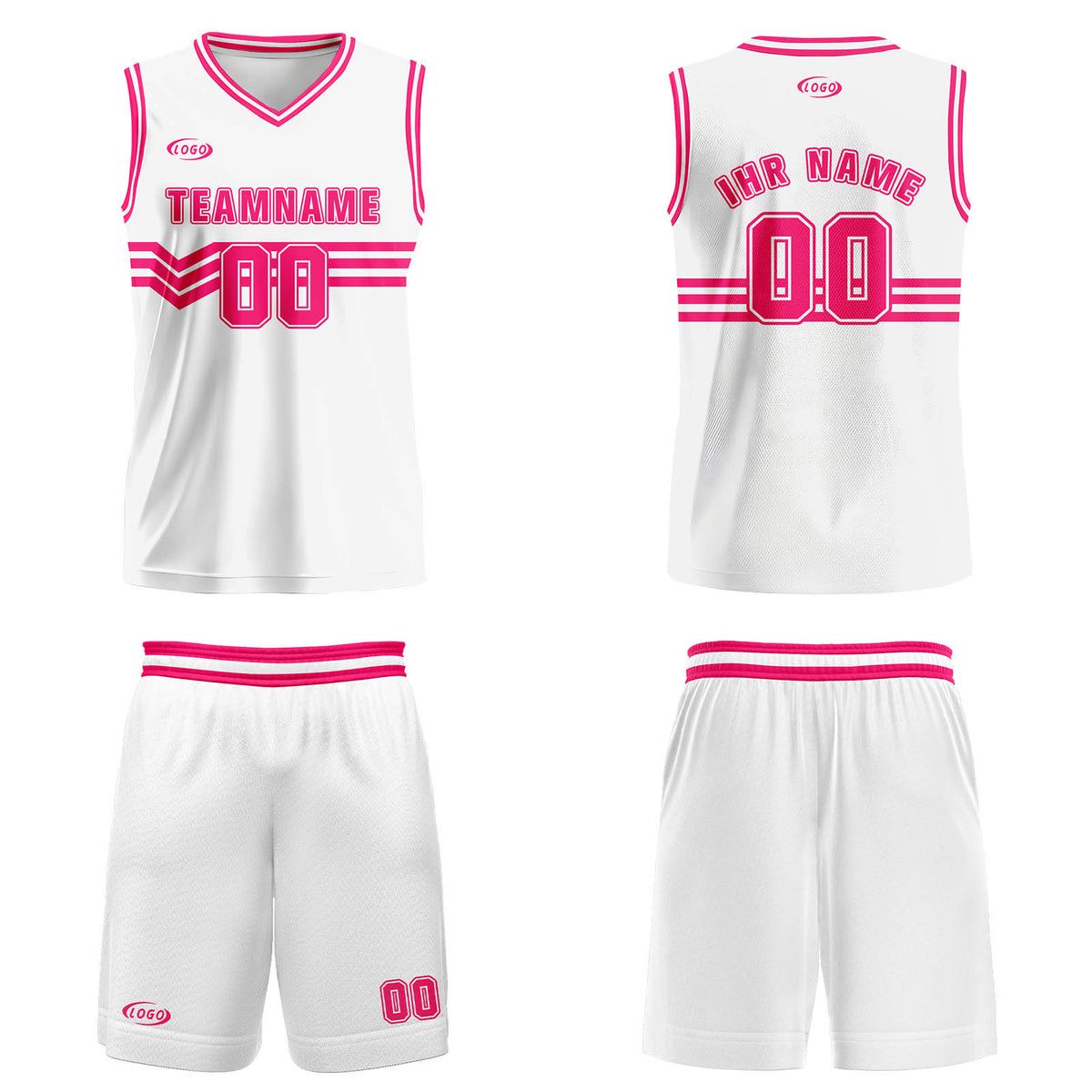Benutzerdefinierter Weiß Rose Rot Basketball Jersey Uniform Anzug gedruckt Ihr Logo Name Nummer