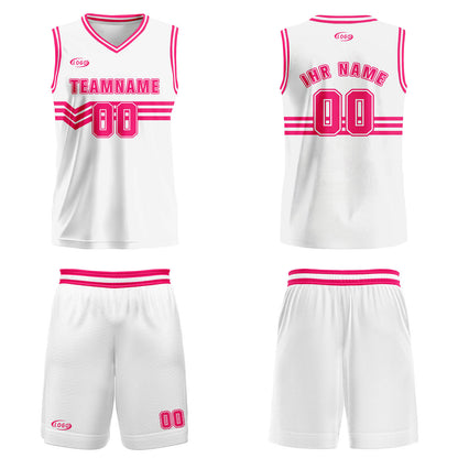 Benutzerdefinierter Weiß Rose Rot Basketball Jersey Uniform Anzug gedruckt Ihr Logo Name Nummer