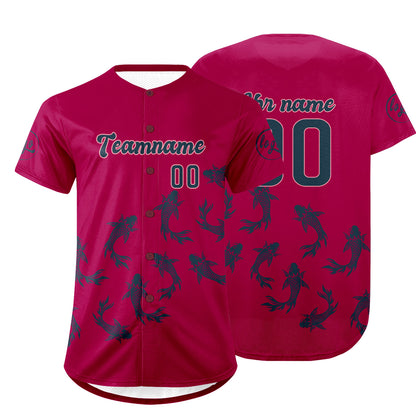 Benutzerdefiniert Hellrosa Dunkelblau Personalisierter Baseball Jersey mit Farbverlauf Team Uniform mit Namen und Nummer