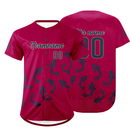Benutzerdefiniert Hellrosa Dunkelblau Personalisierter Baseball Jersey mit Farbverlauf Team Uniform mit Namen und Nummer
