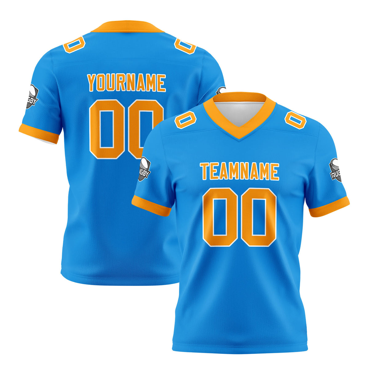 Benutzerdefinierte Blau Orange Fußball Trikots Personalisierter Name Nummer Logo