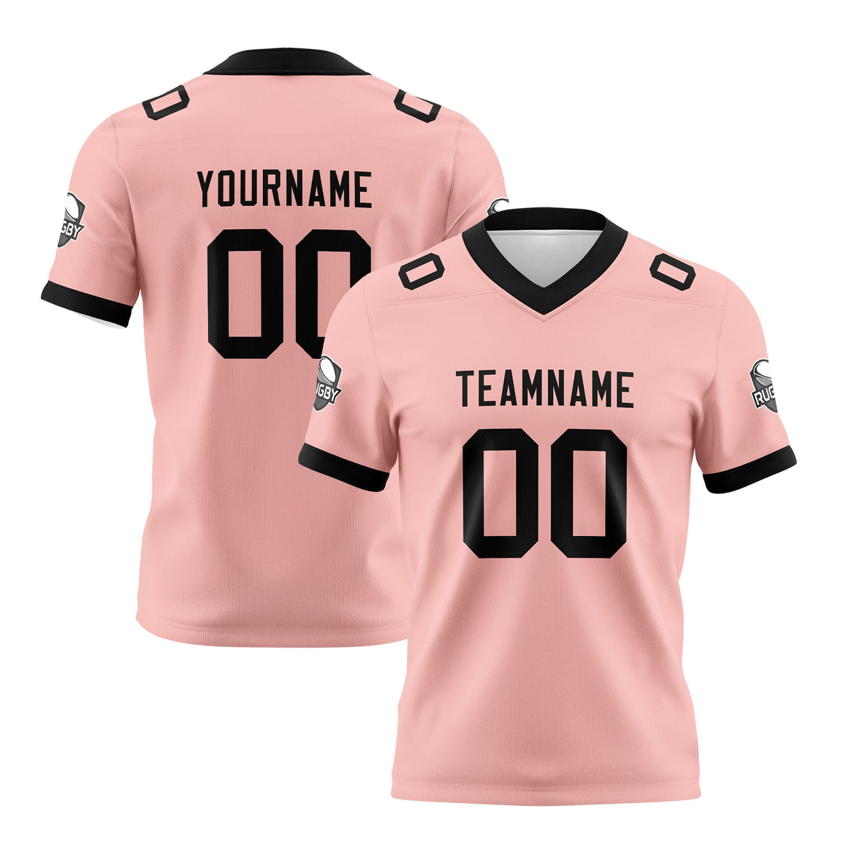 Benutzerdefinierte Rosa Schwarz Fußball Trikots Personalisierter Name Nummer Logo