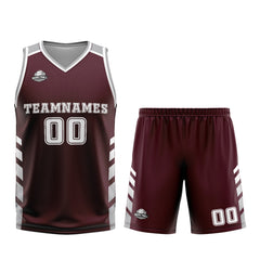 Benutzerdefinierter Braun Grau Basketball Jersey Uniform Anzug gedruckt Ihr Logo Name Nummer