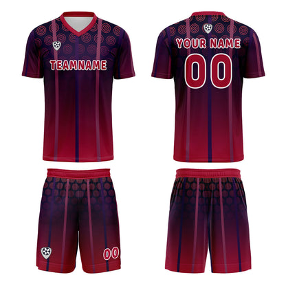 Benutzerdefinierte Rot Lila Trikots für Männer Frauen Personalisierte Fußball Uniformen für Erwachsene und Kind