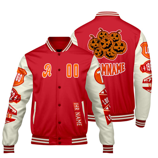 Maßgeschneiderte Rosa Rot Letterman Varsity Jacket Individuelle Stickerei  Druck nach Ihrem Wunsch