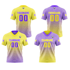 Benutzerdefinierte Gelb Lila Reversibel Fußball Trikot Personalisierte Gradient Fußball Shirts für Männer gedruckt Team Name Nummer Logo
