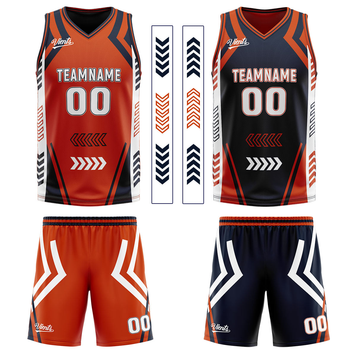 Benutzerdefinierte Orange Marine Reversible Basketball Jersey Personalisierte Drucken Name Nummer Logo