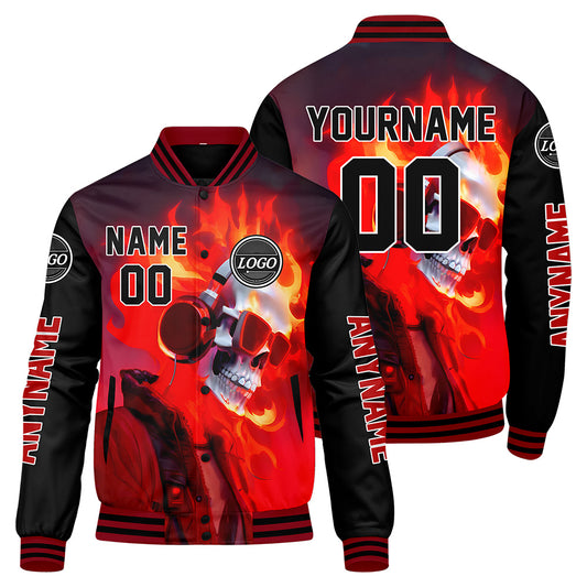 Maßgeschneiderte Schwarz Grau Letterman Varsity Jacket Individuelle Stickerei Druck nach Ihrem Wunsch