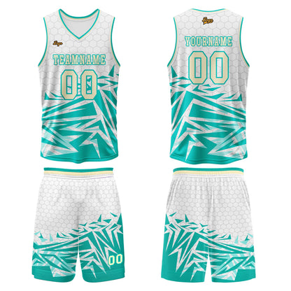 Benutzerdefinierter Blau Beige Basketball Jersey Uniform Anzug gedruckt Ihr Logo Name Nummer
