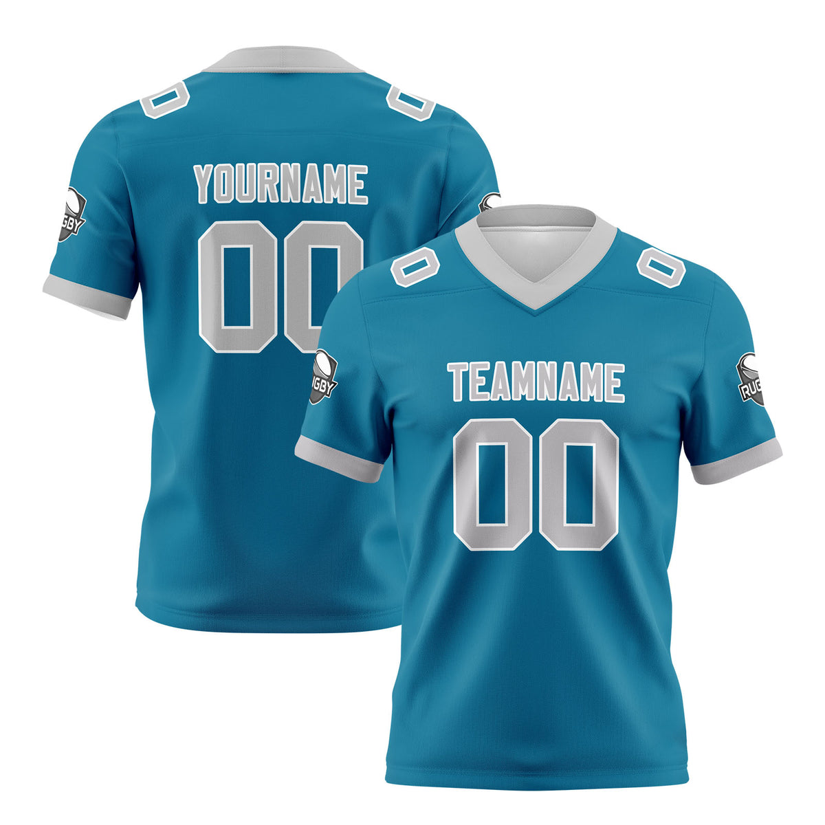 Benutzerdefinierte Blau Grau Fußball Trikots Personalisierter Name Nummer Logo