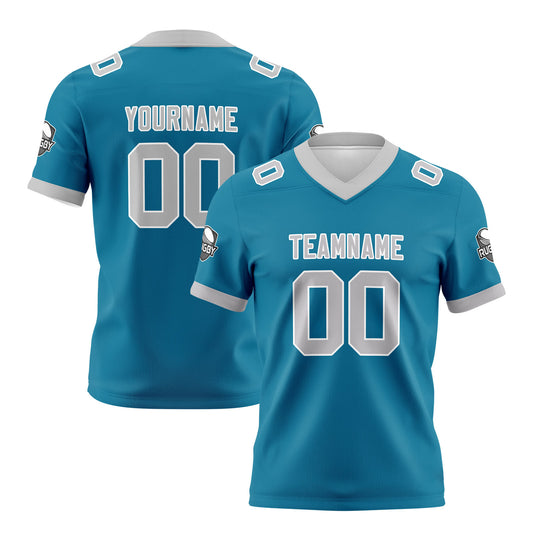Benutzerdefinierte Blau Grau Fußball Trikots Personalisierter Name Nummer Logo