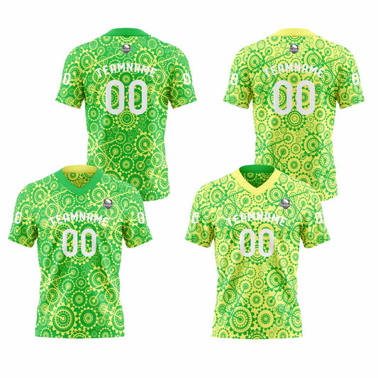 Benutzerdefinierte Gelb Grün Reversibel Fußball Trikot Personalisierte Gradient Fußball Shirts für Männer gedruckt Team Name Nummer Logo