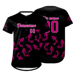Benutzerdefiniert Schwarze Rose Rosa Personalisierter Baseball Jersey mit Farbverlauf Team Uniform mit Namen und Nummer