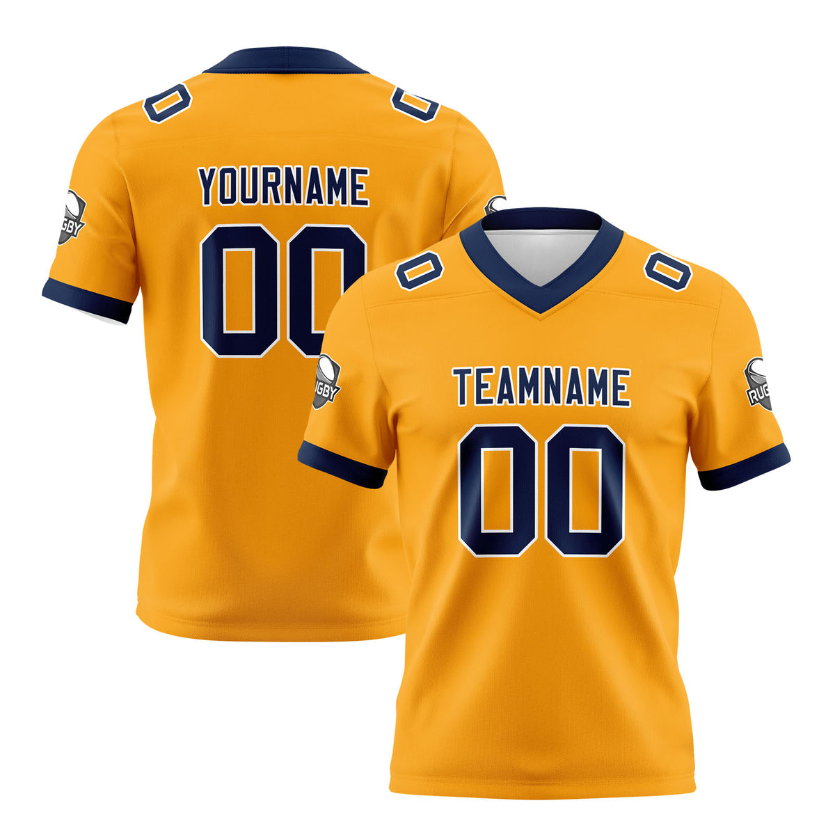 Benutzerdefinierte Gelb Blau Fußball Trikots Personalisierter Name Nummer Logo