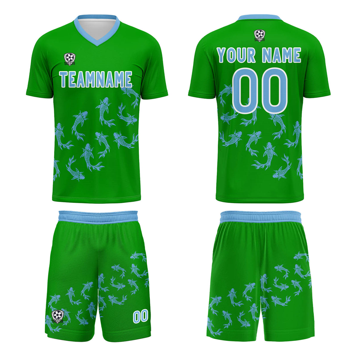Benutzerdefinierte Grasgrün Trikots für Männer Frauen Personalisierte Fußball Uniformen für Erwachsene und Kind