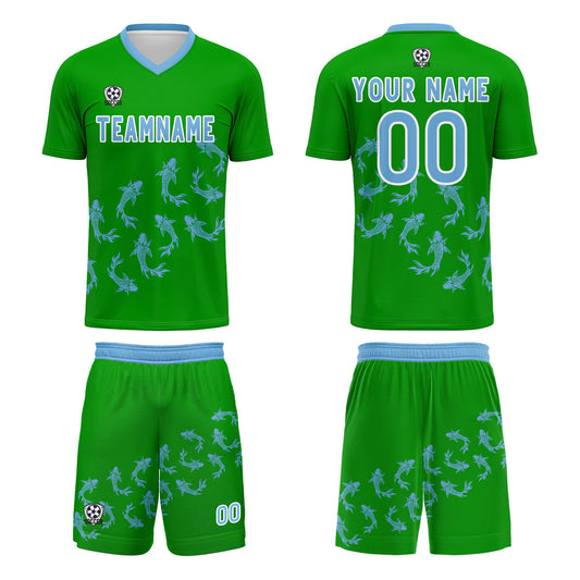 Benutzerdefinierte Grasgrün Trikots für Männer Frauen Personalisierte Fußball Uniformen für Erwachsene und Kind