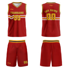 Benutzerdefinierter Rot Gelb Weiß Blau Basketball Jersey Uniform Anzug gedruckt Ihr Logo Name Nummer