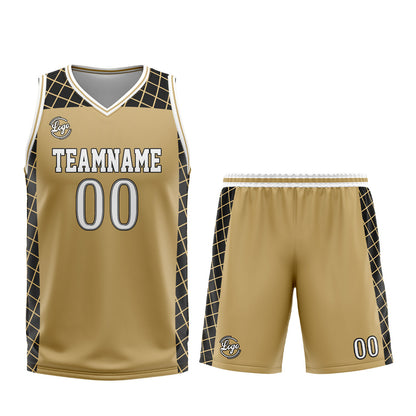 Benutzerdefinierter Braun Schwarz Basketball Jersey Uniform Anzug gedruckt Ihr Logo Name Nummer