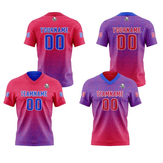 Benutzerdefinierte Rot Blau Reversibel Fußball Trikot Personalisierte Gradient Fußball Shirts für Männer gedruckt Team Name Nummer Logo