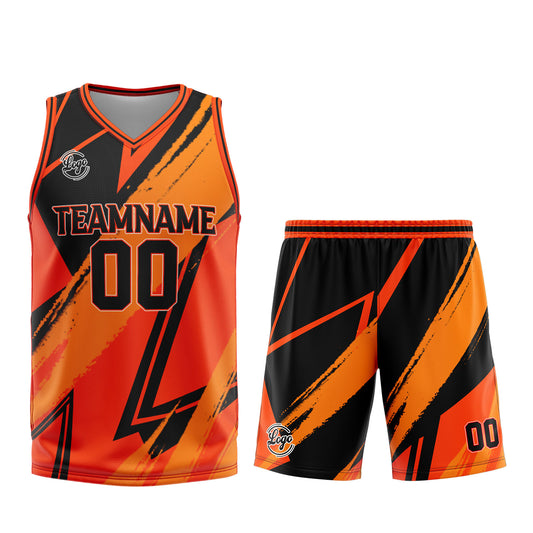 Benutzerdefinierter Orange Schwarz Basketball Jersey Uniform Anzug gedruckt Ihr Logo Name Nummer