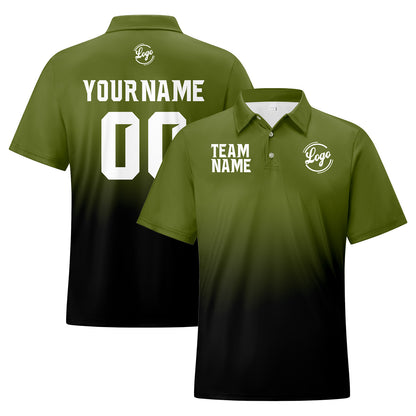 Benutzerdefinierte Armee Grün Schwarz Fußball Gradient Polo-Shirts Fügen Sie Ihr Einzigartiges hinzu Logo/Name/Nummer