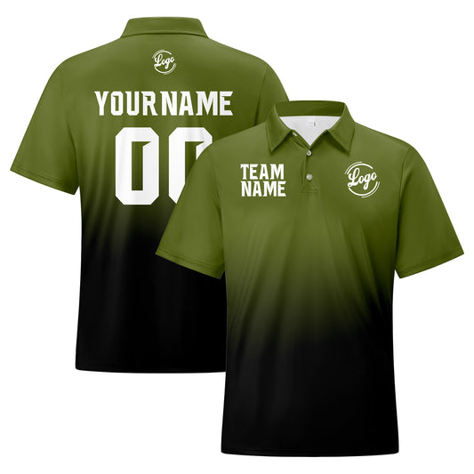 Benutzerdefinierte Armee Grün Schwarz Fußball Gradient Polo-Shirts Fügen Sie Ihr Einzigartiges hinzu Logo/Name/Nummer