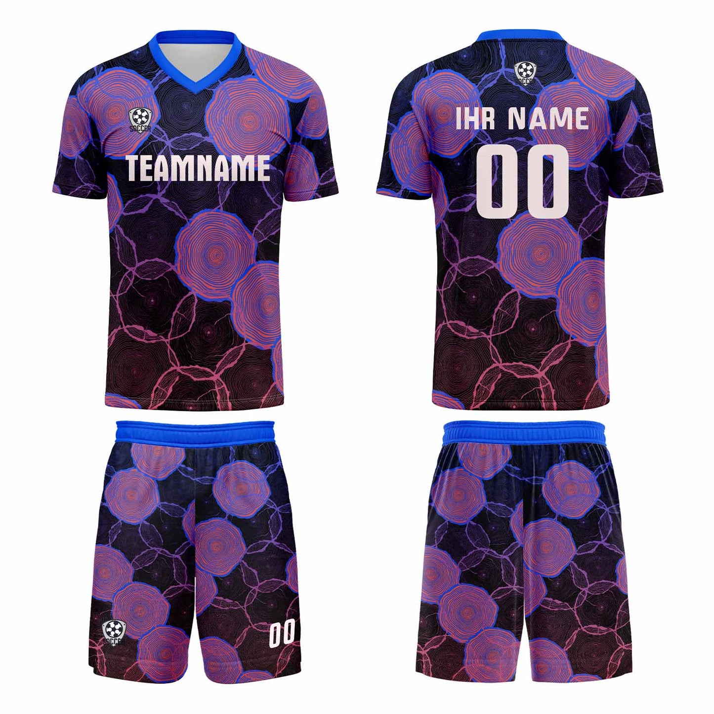 Benutzerdefinierte Blau Lila Gradient Trikots für Männer Frauen Personalisierte Fußball Uniformen für Erwachsene und Kind