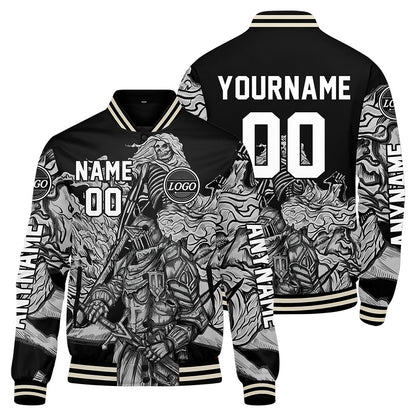 Maßgeschneiderte Grau Letterman Varsity Jacket Individuelle Stickerei Druck nach Ihrem Wunsch