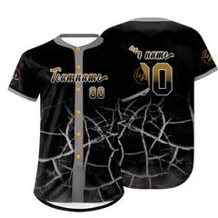 Benutzerdefiniert Altes Schwarzes Gold Personalisierter Baseball Jersey mit Farbverlauf Team Uniform mit Namen und Nummer