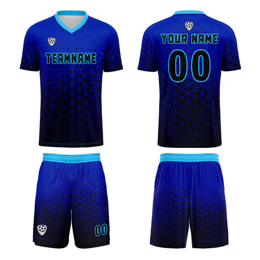Benutzerdefinierte Blau Trikots für Männer Frauen Personalisierte Fußball Uniformen für Erwachsene und Kind