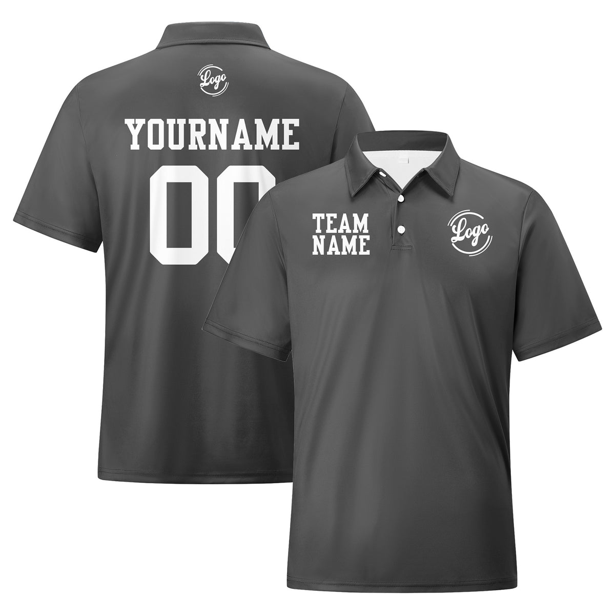 Benutzerdefinierte Grau Weiß Fußball Polo-Shirts Fügen Sie Ihr Einzigartiges hinzu Logo/Name/Nummer
