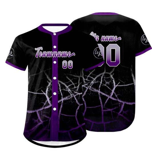 Benutzerdefiniert Schwarz Lila Grau Personalisierter Baseball Jersey mit Farbverlauf Team Uniform mit Namen und Nummer