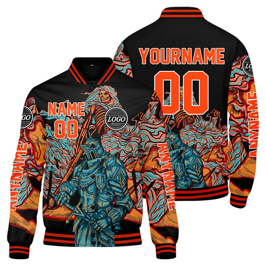 Maßgeschneiderte Orange Letterman Varsity Jacket Individuelle Stickerei Druck nach Ihrem Wunsch