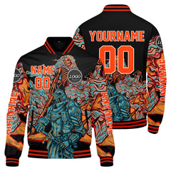 Maßgeschneiderte Orange Letterman Varsity Jacket Individuelle Stickerei Druck nach Ihrem Wunsch