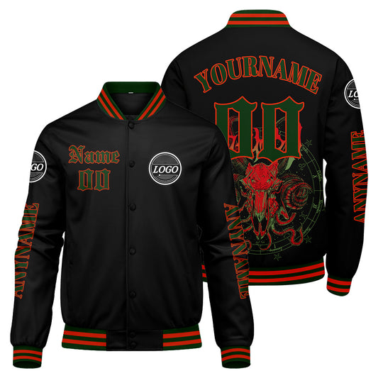 Maßgeschneiderte Rot Grün Letterman Varsity Jacket Individuelle Stickerei Druck nach Ihrem Wunsch
