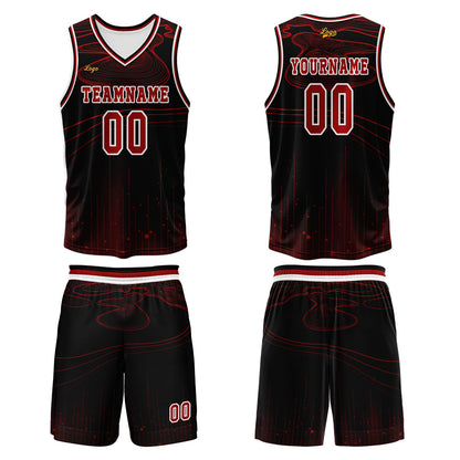 Benutzerdefinierter Rot Basketball Jersey Uniform Anzug gedruckt Ihr Logo Name Nummer
