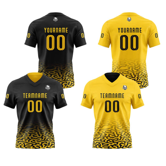 Benutzerdefinierte Schwarz Gelb Reversibel Fußball Trikot Personalisierte Gradient Fußball Shirts für Männer gedruckt Team Name Nummer Logo