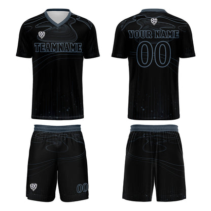 Benutzerdefinierte Schwarz Haze Blau Trikots für Männer Frauen Personalisierte Fußball Uniformen für Erwachsene und Kind